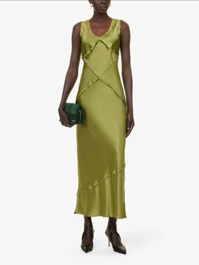 Reformation x Camille Rowe - Taylor V-Neck Silk Maxi Dress Size Medium